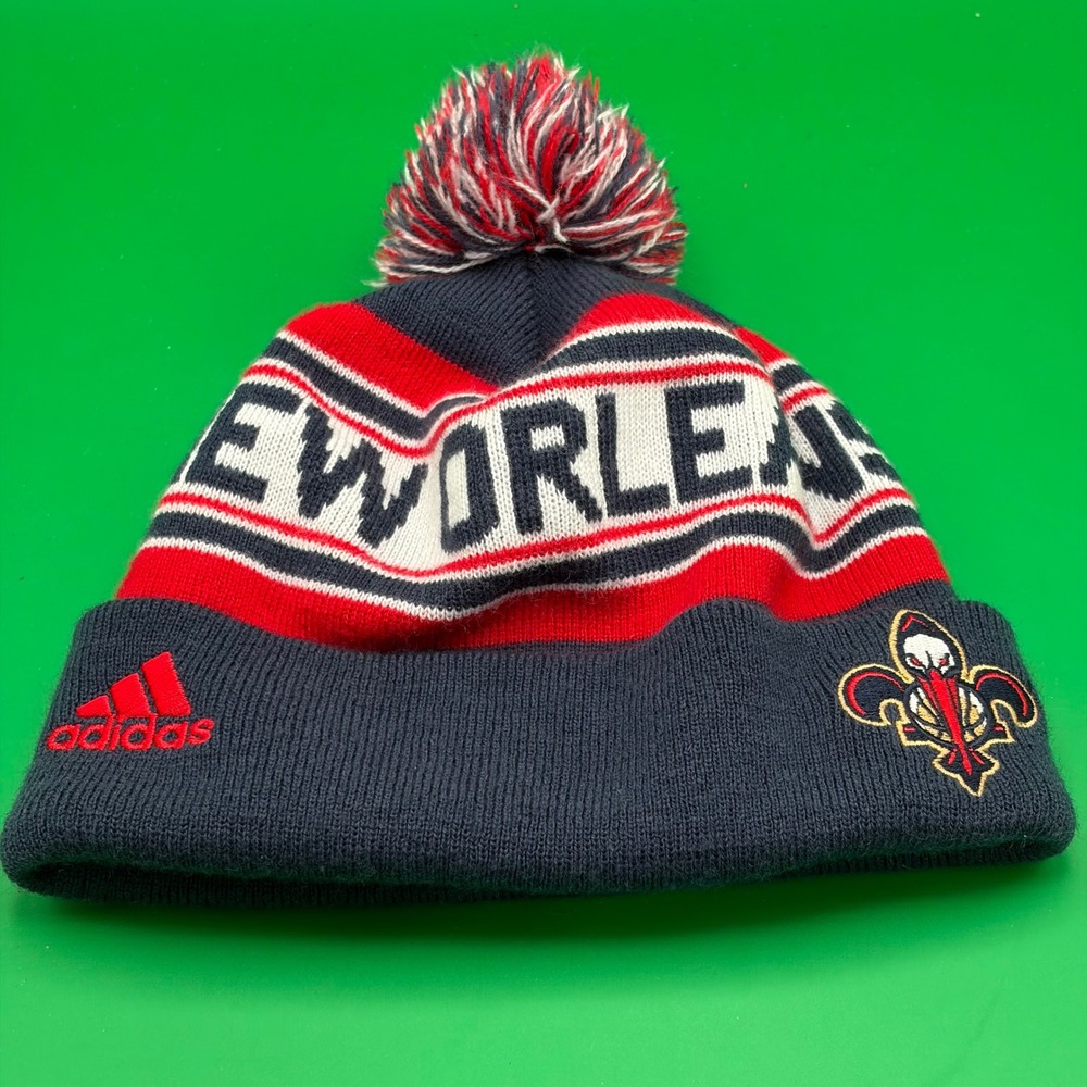 New Orleans Pelicans Adidas Beanie Mens OS NBA Cuffed Pom Navy Knit Winter Hat
